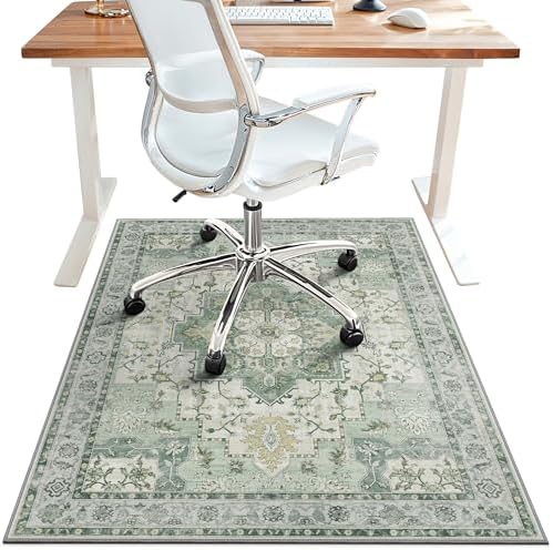 48"x60" Office Chair Mat for Hardwood Floor, Non-Slip Washable Green by BESBLEE