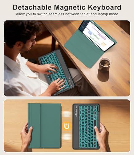 for Samsung Galaxy Tab S11 Ultra 14.6 Inch 2025 Backlit Keyboard Case, Galaxy Tablet S11 Ultra Case Keypad with S Pen Holder, 7-Color Backlight Keyboard for Samsung Tab 14.6'' SM-X930/X936B, Green - Image 4