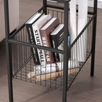 VECELO 31" H Tall Side End Table,2-Tier Shelf Storage Organizer with Versatile Metal Basket for Living Room/Kitchen/Laundry/Bathroom,Rustic Brown,1 Set - Image 7