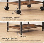 HOOBRO PC Stand, 2-Tier PC Tower Stand Fits Most Computer Towers, CPU Holder for Floor, Height Adjustable, CPU Stand with Wheels Under Desk, for Home Office, Rustic Brown and Black BF11CJ01 - Image 5