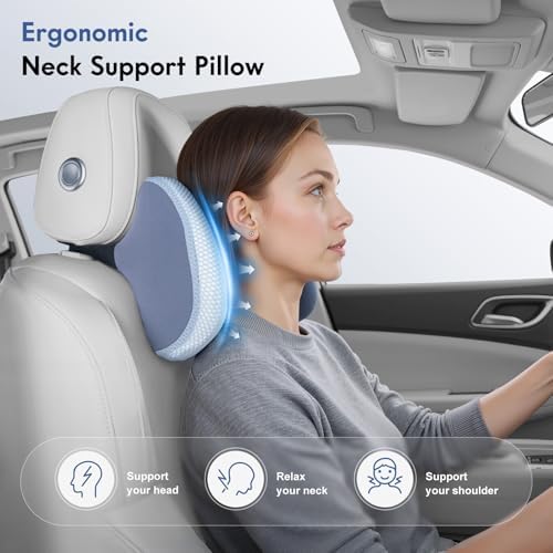 FLORICH Lumbar Support Pillow and Neck Pillow for Office Chair Car, Ergonomic Memory Foam Back Support for Office Gaming Chair Driving Seat Wheelchair, Relieves Neck, Back & Sciatica Pain – Blue - Image 4