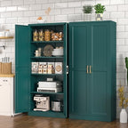 Polup 71" Green Metal Kitchen Pantry Storage Cabinet with Doors and Shelves - Image 2