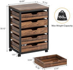 Tribesigns 5-Drawer File Cabinet, Wood Mobile Storage Drawer, Rustic Brown - Image 2