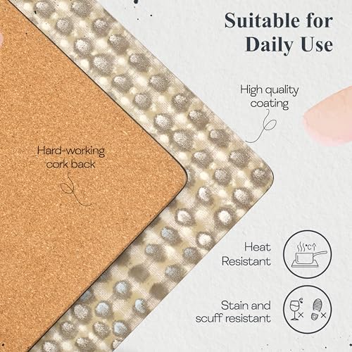 Pimpernel Pure Collection Placemats, Set of 4 – (15.7" x 11.7") Cork-Backed Table Mats with Woven Artwork, Heat & Stain Resistant Lacquered Finish, Decorative Dining Mats & Surface Protectors - Image 4