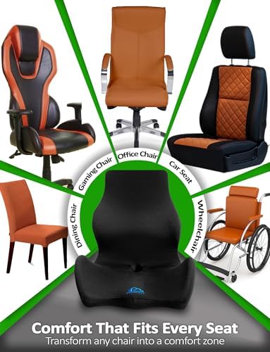 Ergonomic Memory Foam Seat Cushion for Office Chair, Car Seat, Dining, Gaming Chair & Wheelchair, Full Back & Lumbar Support Pillow One Piece, Back Pain Relief, Coccyx, Tailbone & Sciatica Pain Relief - Image 5