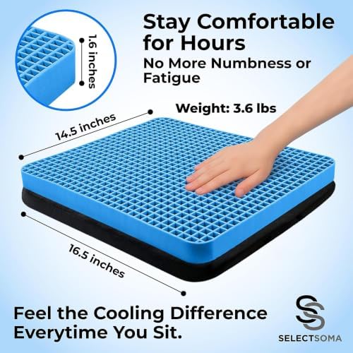 Travel Gel Seat Cushion for Long Sitting, Pressure Relief with Carry Handle - Image 5