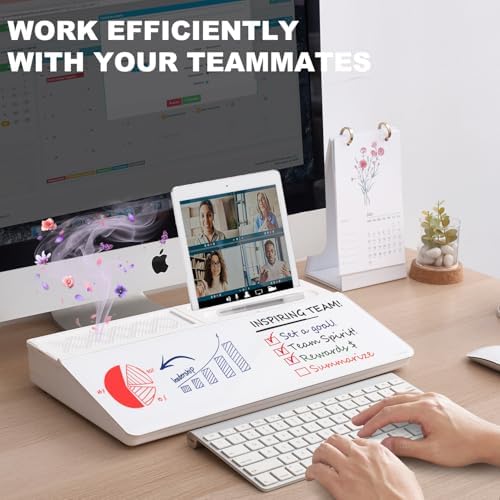 Small Glass Desktop Whiteboard Dry-Erase-Board - Computer Keyboard Stand White Board Surface Pad with Aromatherapy, Desk Organizers with Accessories for Office, Home, School Supplies - Image 2