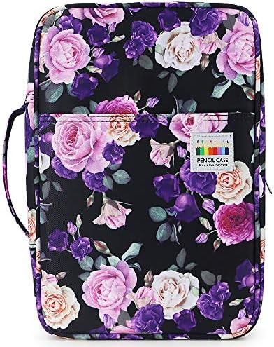 YOUSHARES Big Capacity Colored Pencil Case - 300 Slots large Pen Case Organizer with Multilayer Holder for Prismacolor Colored Pencils & Gel Pen (Purple Pink Rose) - Image 2