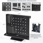VIVO Steel Freestanding Desktop Pegboard, Cute 12 x 10 inch Peg Board with Accessories, Optional Wall Mounting, Black, PP-DK04F - Image 3