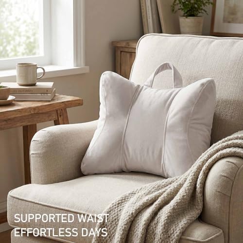 Lumbar Support Pillow for Office Chair and Car Seat, Misty White - Image 2