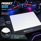 Glass Gaming Mouse Pad, 5.0 Nano Etched Surface, Custom PU Non Slip Base, Esports Level Speed & Precision, Tempered Glass, Waterproof & Durable, 490mm*420mm Large Size for FPS Gaming (White) - Image 2