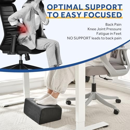 Foot Rest for Under Desk at Work, Adjustable Footrest for Office Chair & Gaming Chair,Ergonomic Footrest Pillow Desk Foot Stool with Washable Cover for Home, Airplane, Travel (Black) - Image 4