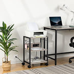 MAHANCRIS Industrial Printer Cart, 3-Tier Mobile Printer Stand, Rolling Cart with Power Outlets and USB Ports, Home Printer Stand with 2 Hooks, for Office, Living Room, Greige PTHG40E01 - Image 6