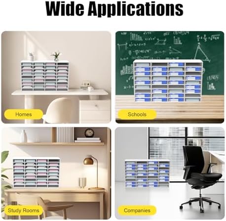 36 Slot Mail Sorter Organizer, Wood Literature Organizer Student Mailbox for Classroom, Desktop File Paper Storage Rack for Office Home School - 39.4" L×11.8”W×24“H (White, 36-Compartment) - Image 6