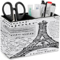 PU Leather Multi-Compartment Pen Holder Desktop Organizer Pencil Cup Storage Caddy for Office Home Supplies Hand Drawn Vintage Paris Eiffel Tower by Unknown