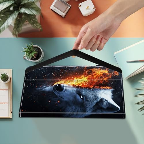 Case for Samsung Galaxy Tab S10 FE Plus 13.1 Inch 2025 Model (SM-X620/X626),Card Slot PU Leather TPU Case Pen Holder Auto Wake Sleep,Wolf in the Fire - Image 2