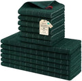 Homaxy Cotton Terry Kitchen Towels and Dishcloths Set of 12, Blackish Green by Homaxy