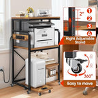 POKIPO 4 Tier Large Printer Stand Table with Power Outlet Adjustable Shelf - Image 5