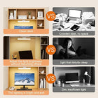 3 Tier Desktop Bookshelf with Rechargeable Eye-Friendly LED Desk Light, Desk Hutch Organizer with 5 Shelves, Wooden Desk Bookshelf for Office, Dorm and Small Space, Burlywood - Image 4