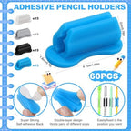 Sherr 60 Pack Adhesive Silicone Pencil Holders Bulk for Desk,Wave,Neutral - Image 2