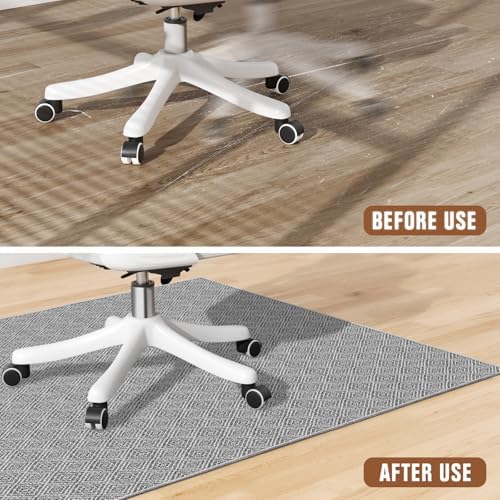 KMAT Office Chair Mat, 45x53in Heavy Duty Hardwood/Tile Floor Protector, Floor Mat Computer Desk Mat for Rolling Chairs, Work, Study, Office, Grey - Image 7