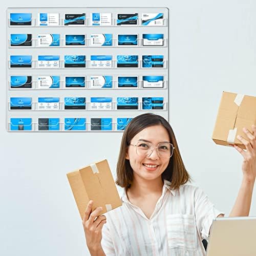 Lincia Acrylic Business Card Holder Wall Mount, 36 Pocket, 19.69''x21.38'' - Image 6