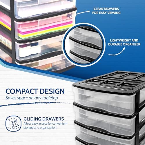 Gracious Living 4-Drawer Desktop/Countertop Storage Organizer, Black/Clear - Image 6