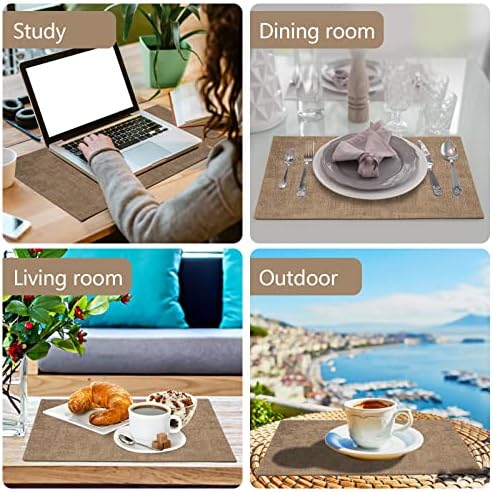 Faux Leather Placemats Set of 6,Heat Resistant Placemats for Dining Table, Easy Clean Non-Slip Place Mats, Waterproof Stain Resistant Wipeable Washable PU Table Mats, (Coffee) - Image 6