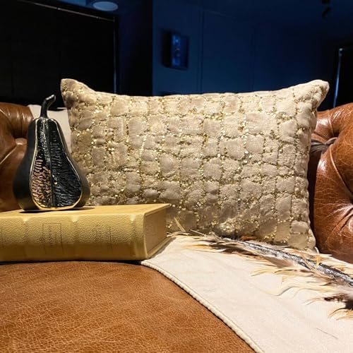 The HomeCentric Decorative Gold 12"x20" (30x50 cm) Lumbar Pillow Cover, Velvet Sequins & Animal Oblong Pillow, Animal Pattern Modern Style - Gold Beast - Image 5