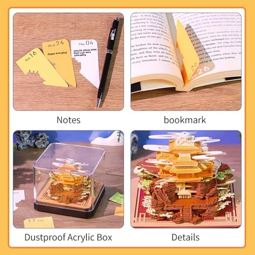 3D Calendar 2027,3D Desk Calendar 2027,3D Art Calendar Memo Pad 2027,Sacred Peak Pavilions Desktop Decoration,Tear-Away 3D Paper Art Notepad,Christmas Gift,New Year Gift (Sacred Peak Pavilions) - Image 4