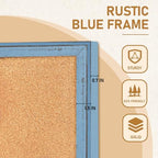 DOLLAR BOSS Cork Board, 24" X 18" Rustic Framed Bulletin Board, Blue - Image 4