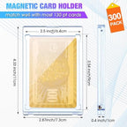 SATINIOR 300 Pcs 130 Pt Acrylic Magnetic Card Holders 2.5 x 3.54 Inch Tag Holder Clear Protectors Hard Plastic UV Protection Case for Sports Baseball Card Trading Storing Displaying - Image 2