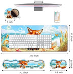 4 in 1 Ergonomic Keyboard Wrist Rest & Mouse Pad Wrist Rest Set, Large XXL Gaming Desk Mat 31.5"x 11.8" with Non-Slip Base, Memory Foam for Home Office Study Gaming, Fox - Image 2