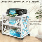 Extra Long Printer Stand with Baffles, 31.5" W x 17.7" D Printer Cart,White - Image 4