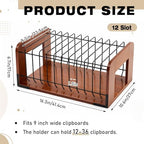 1 Pcs Vertical Clipboard Holder, 12Slot Clipboard Storage Rack, Walnut - Image 2