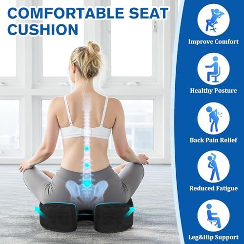 CushyOasis Seat Cushion, Office Chair Cushions, 5.28 in Thick (Black) - Image 3