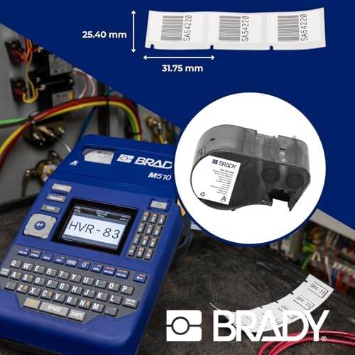 Brady Repositionable Vinyl Cloth Pre-Sized Labels for Label Printer BMP51/BMP53/M511-160 Self Adhesive Vinyl Printer Labels - Black on White (25.40 mm x 31.75 mm) - M5-103-498 - Image 7