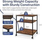 EMERIT 3-Tier Printer Stand for Laser/Inkjet/All-in-One - 23.6x18.9x31.5 Heavy Duty Cart w/Adjustable Shelves & Lockable Wheels, Storage for Scanner/Fax/Supplies - Industrial Home & Office - Image 2