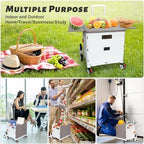 Foldable Utility Cart Collapsible Portable Crate Rolling Carts with Stair Climbing Wheels Tote Basket with Magnetic Lid Telescopic Cover Wear-Resistant 360°Rotate Wheel Noiseless for Shopping Office - Image 6
