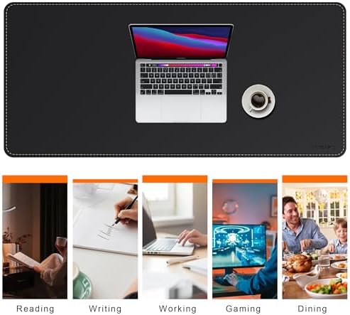 Mydours 52" x 24" XXL Large Desk Mat, PU Leather Full Desk Mouse Pad, Black - Image 6