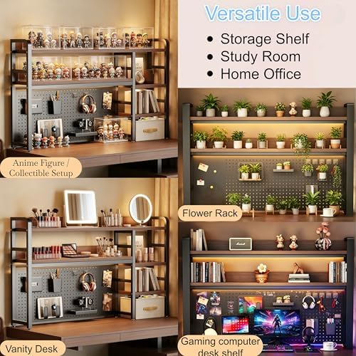 Desktop Hutch Bookshelf, 2-Tier Metal Desk Shelf for Top of Desk - Image 6