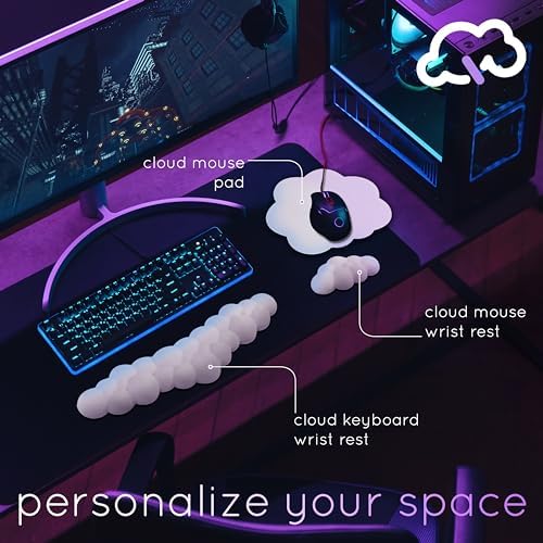 Cloud Keyboard Wrist Rest – Create-ables Qloud Cloud Wrist Rest for Computer Keyboard and Mouse, Ergonomic Memory Foam Wrist Pad with Non-Slip Base, Includes Cloud Mouse Pad – Beige - Image 3