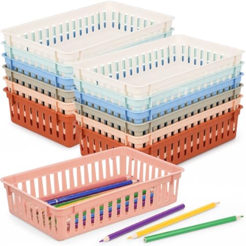 gisgfim 12 Pack Plastic Classroom Baskets for School Supplies, Boho by gisgfim