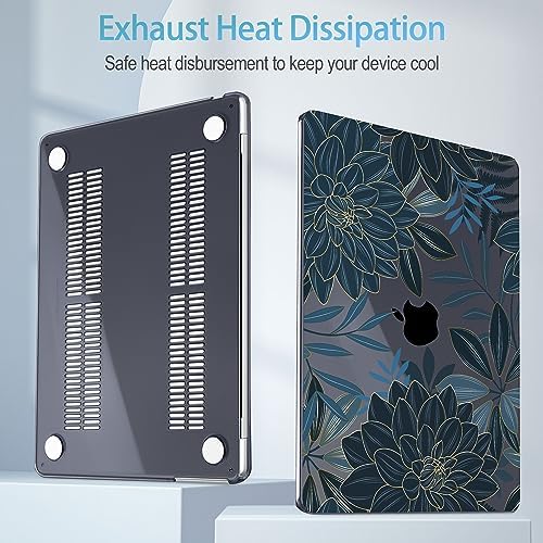 Mektron for 2026/2025/2024/2023 MacBook Air 15 INCH M5 A3448 /M4 A3241 /M3 A3114 /M2 A2941 Case, Printed Plastic Hard Shell Cover with 15.3" Liquid Retina Display Touch ID, Dahlia Flower C035 - Image 3