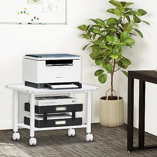 Lerliuo Under Desk Printer Stand, 2-Tier Industrial Rolling Printer Table - Image 7