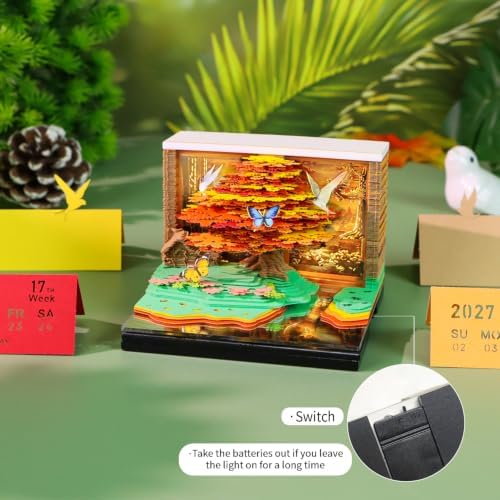 3D Calendar 2027, Unique 3D Memo Pad Tear Away Time Piece Calendar, Fun DIY Paper Carving Art 3D Desk Calendar Gift for Christmas, New Year (Phoenix Perched Wutong) - Image 3