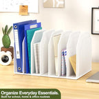 FANXIYQ White 7-Section File Folder Organizer for Desk, Metal Vertical File Holder Stand, Desktop File Organizer Rack for Letter/A4 Folders, Papers, Books, Office Classroom Home - Image 2