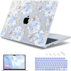 May Chen for MacBook Air 15 inch Case M5 M4 M3 M2 2026 2024-2023, Model A3448 A3241 A3114 A2941, Closes Seamlessly Hard Shell Laptop Cover with Keyboard Cover, Blue Butterfly by MayChen