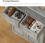 Iwell Tall Storage Cabinet with Adjustable Shelf, Bathroom Cabinet with 2 Drawers, Linen Cabinet for Living Room, Grey - Image 7