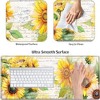 Large Gaming Mouse Pad+ Keyboard Wrist Rest Set, Ergonomics Memory Foam Mouse Mat Wrist Rest Support for Home Office, Waterproof Extended Mousepad 31.5x11.8in, Sunflower White Desk Pad - Image 2